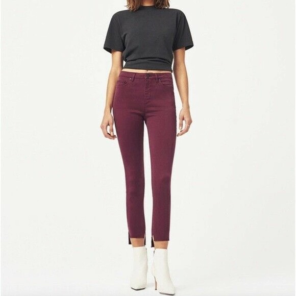 DL1961 Chrissy Trimtone Skinny Rouge Noir Jeans - Picture 1 of 12